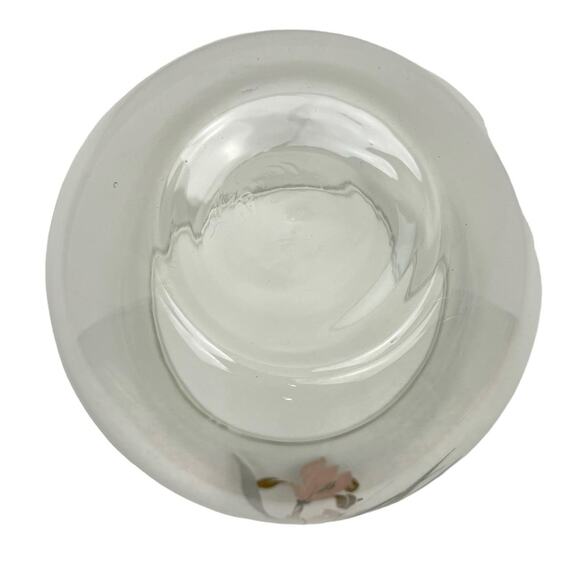 Vintage Clear Glass Fishbowl Decorative Vase with Asian Lotus Flower Design - Picture 4 of 7